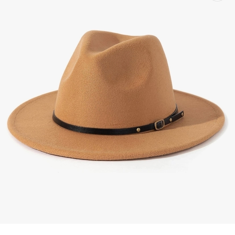 Lisianthus Women Belt Buckle Fedora Hat Camel - Picture 3 of 8